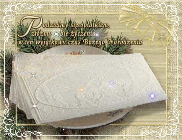 Opłatek i napis podzielmy się opłatkiem i złóżmy sobie życzenia